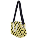 Polka Dots - Black On Blonde Yellow Rope Handles Shoulder Strap Bag View1