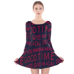 Motivational Phrase Motif Typographic Collage Pattern Long Sleeve Velvet Skater Dress by dflcprintsclothing