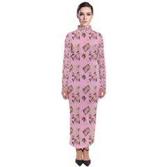 Robin Art Pink Pattern Turtleneck Maxi Dress by snowwhitegirl