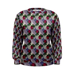 Doily Rose Pattern Blue Women s Sweatshirt by snowwhitegirl