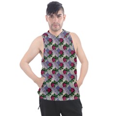 Doily Rose Pattern Blue Men s Sleeveless Hoodie by snowwhitegirl