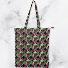 Doily Rose Pattern Black Double Zip Up Tote Bag by snowwhitegirl