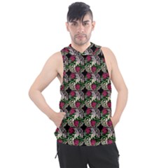 Doily Rose Pattern Black Men s Sleeveless Hoodie by snowwhitegirl