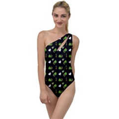 Green Elephant Pattern To One Side Swimsuit by snowwhitegirl