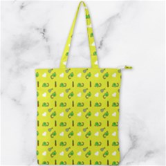 Green Elephant Pattern Yellow Double Zip Up Tote Bag by snowwhitegirl