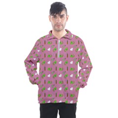 Green Elephant Pattern Mauve Men s Half Zip Pullover by snowwhitegirl