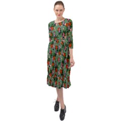 Fiola Pattern Green Ruffle End Midi Chiffon Dress by snowwhitegirl