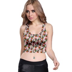 Fiola Pattern Pink Racer Back Crop Top by snowwhitegirl