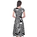 Black And White Crazy Pattern Cap Sleeve Wrap Front Dress View2