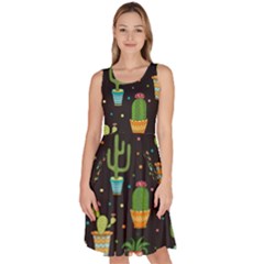 Succulent And Cacti Knee Length Skater Dress With Pockets by ionia