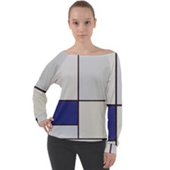 Tableau I, By Piet Mondriaan Off Shoulder Long Sleeve Velour Top by Sobalvarro