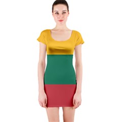 Lithuania Flag Short Sleeve Bodycon Dress by FlagGallery