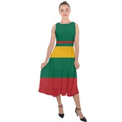 Lithuania Flag Midi Tie-back Chiffon Dress by FlagGallery