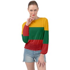 Lithuania Flag Banded Bottom Chiffon Top by FlagGallery