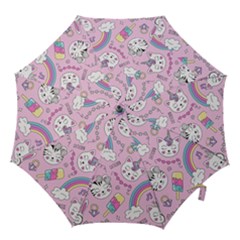 Beautiful Cute Animals Pattern Pink Hook Handle Umbrellas (small) by Vaneshart