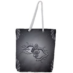 Decorative Clef, Zentangle Design Full Print Rope Handle Tote (large) by FantasyWorld7