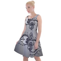 Decorative Clef, Zentangle Design Knee Length Skater Dress by FantasyWorld7