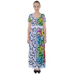 Brain Mind Psychology Idea Drawing High Waist Short Sleeve Maxi Dress by Wegoenart