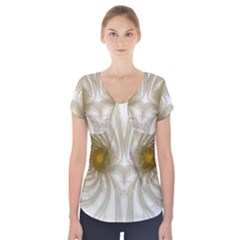 Fractal Fantasy Background Pattern Short Sleeve Front Detail Top by Wegoenart