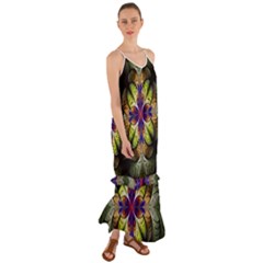 Fractal Flower Fantasy Design Cami Maxi Ruffle Chiffon Dress by Wegoenart