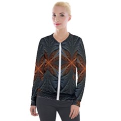 Art Abstract Fractal Pattern Velour Zip Up Jacket by Wegoenart