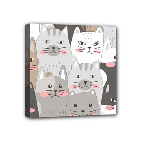 Cute Cats Seamless Pattern Mini Canvas 4  X 4  (stretched) by Wegoenart