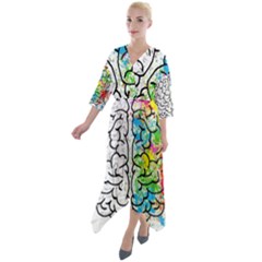 Brain Mind Psychology Idea Drawing Quarter Sleeve Wrap Front Maxi Dress by Wegoenart