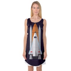 Rocket Space Universe Spaceship Sleeveless Satin Nightdress by Wegoenart