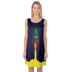 Rocket Halftone Astrology Astronaut Sleeveless Satin Nightdress by Wegoenart