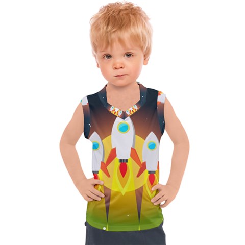 Rocket Take Off Missiles Cosmos Kids  Sport Tank Top by Wegoenart