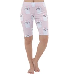 Pattern Pink Cute Sweet Fur Cats Cropped Leggings  by Wegoenart