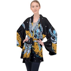 Astronaut Planet Space Science Long Sleeve Velvet Kimono  by Wegoenart