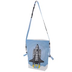 Rocket Shuttle Spaceship Science Folding Shoulder Bag by Wegoenart