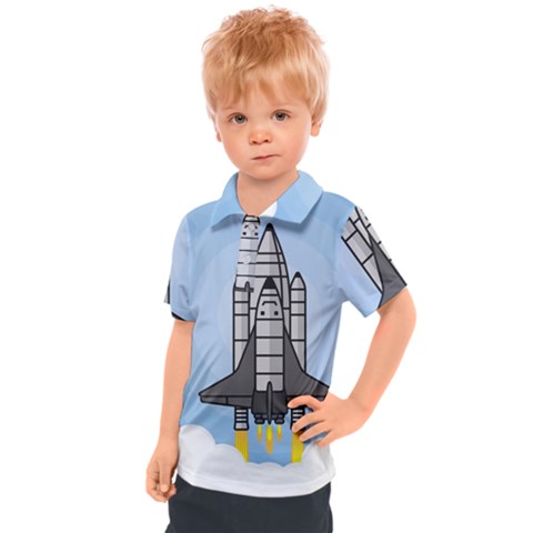 Rocket Shuttle Spaceship Science Kids  Polo Tee by Wegoenart