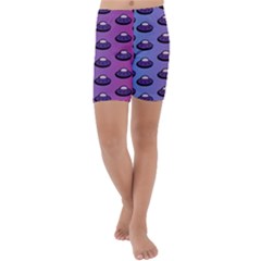 Ufo Alien Pattern Kids  Lightweight Velour Capri Yoga Leggings by Wegoenart