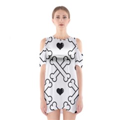 Dog Bone Seamless Pattern Heart Valentine Shoulder Cutout One Piece Dress by Nexatart