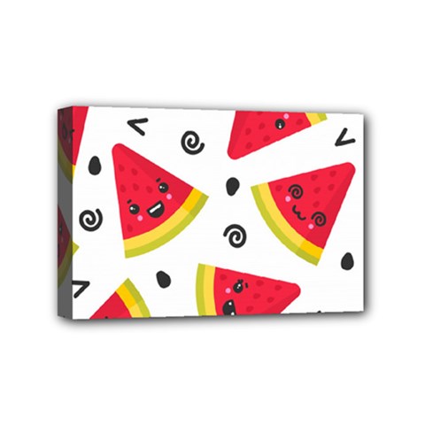 Cute Smiling Watermelon Seamless Pattern White Background Mini Canvas 6  X 4  (stretched) by Nexatart