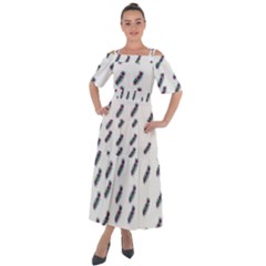 Japan Cherry Blossoms On White Shoulder Straps Boho Maxi Dress  by pepitasart