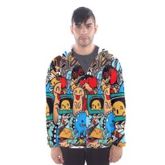 Abstract Grunge Urban Pattern With Monster Character Super Drawing Graffiti Style Men s Hooded Windbreaker by Nexatart