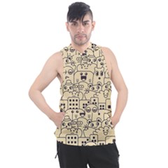 Seamless Pattern With Cute Monster Doodle Men s Sleeveless Hoodie by Nexatart