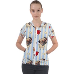 Pattern Dog Short Sleeve Zip Up Jacket by Nexatart