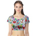 Graffiti Characters Seamless Pattern Short Sleeve Crop Top View1