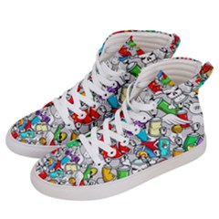 Graffiti Characters Seamless Pattern Women s Hi-top Skate Sneakers by Nexatart