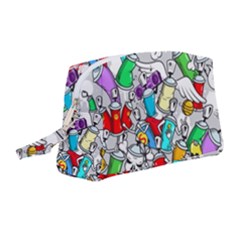 Graffiti Characters Seamless Pattern Wristlet Pouch Bag (medium) by Nexatart