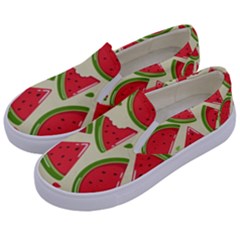 Cute Watermelon Seamless Pattern Kids  Canvas Slip Ons by Nexatart