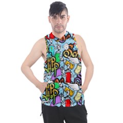 Graffiti Characters Seamless Patternm Men s Sleeveless Hoodie by Nexatart