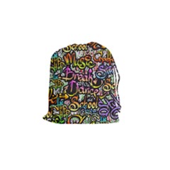 Graffiti Word Seamless Pattern Drawstring Pouch (small) by Nexatart