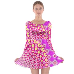 Digital Arts Fractals Futuristic Pink Long Sleeve Skater Dress by Nexatart