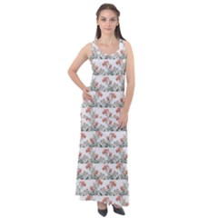 Photo Illustration Floral Motif Striped Design Sleeveless Velour Maxi Dress by dflcprintsclothing