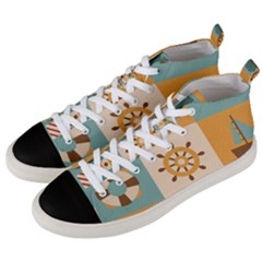 Nautical Elements Collection Men s Mid-top Canvas Sneakers by Vaneshart